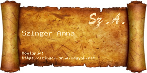 Szinger Anna névjegykártya
